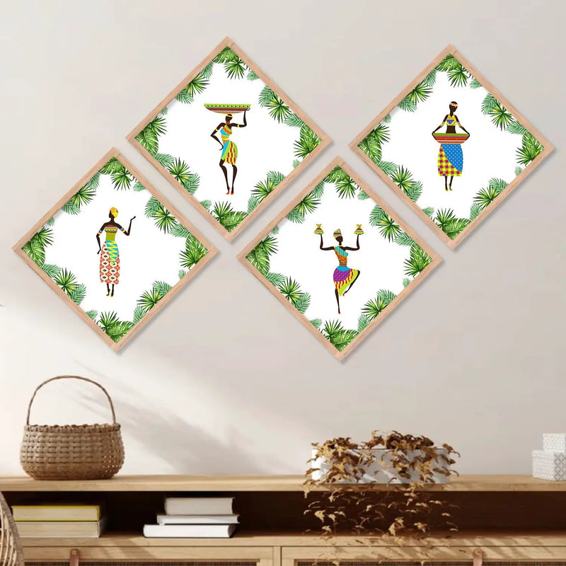 Tribal Woman Art Framed Print Combo for Home Living Room Office Wall Decor