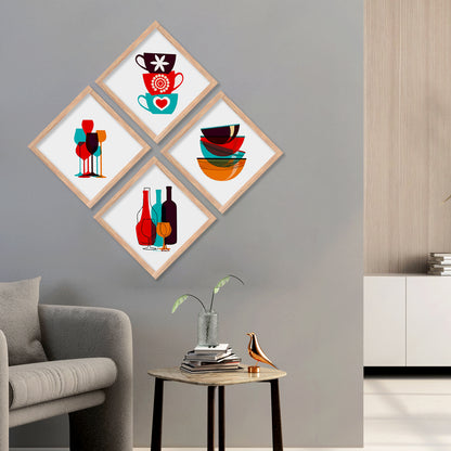 Framed Print Combo for Kitchen Living Room Restaurant Cafe Wall Decor