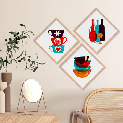 Framed Print Combo for Kitchen Living Room Restaurant Cafe Wall Decor