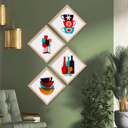 Framed Print Combo for Kitchen Living Room Restaurant Cafe Wall Decor