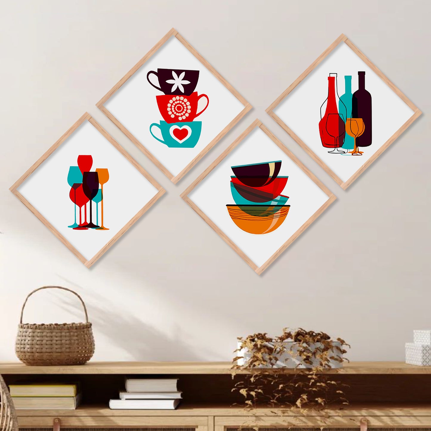 Framed Print Combo for Kitchen Living Room Restaurant Cafe Wall Decor