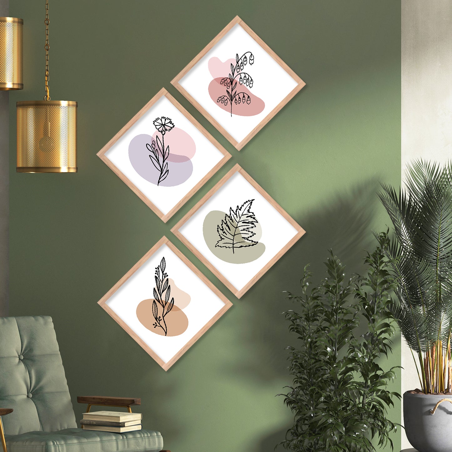 Nature Inspired Minimal Art Set of Home Living Room Bedroom Office Wall decor