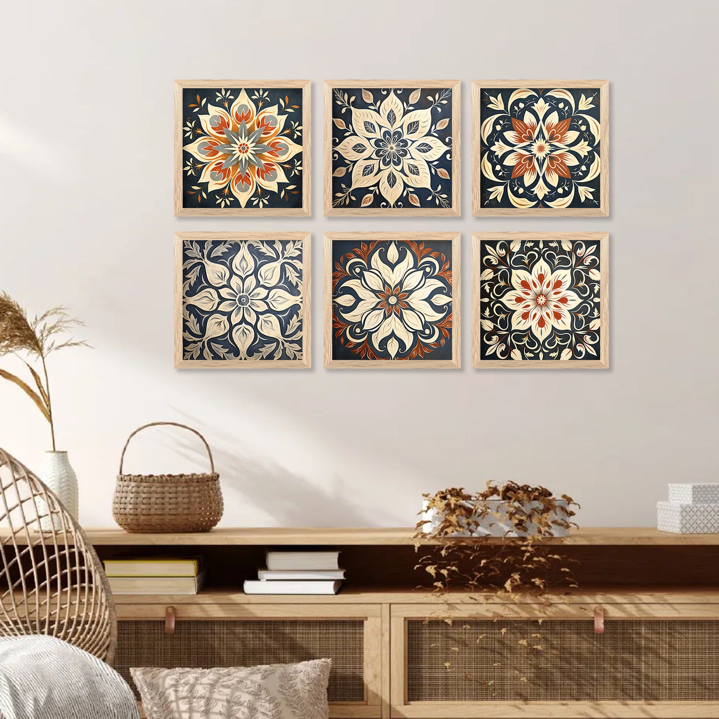 Mandala Art Prints with Frame for Living Room Bedroom Home and Office Wall Decor Set of 6