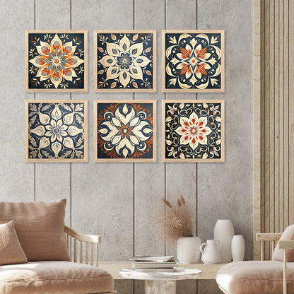 Mandala Art Prints with Frame for Living Room Bedroom Home and Office Wall Decor Set of 6