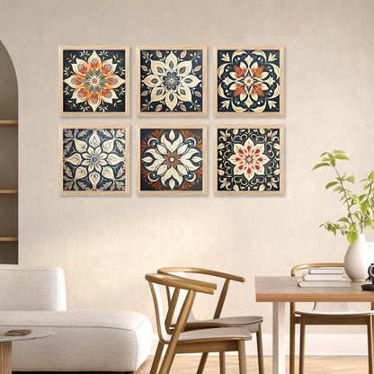 Mandala Art Prints with Frame for Living Room Bedroom Home and Office Wall Decor Set of 6