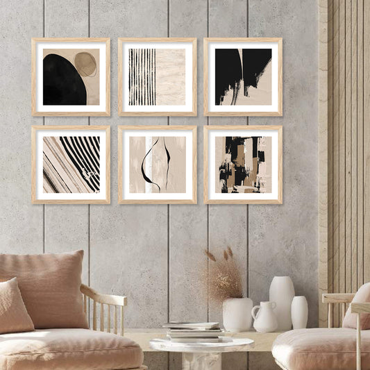 Abstract / Modern Art Prints with Frame for Living Room Bedroom Home and Office Wall Decor Set of 6