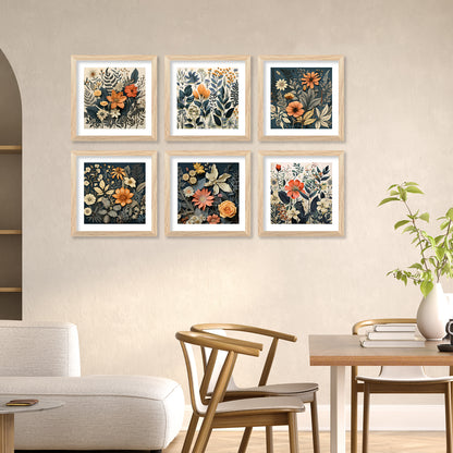 Nature Inspired Modern Art Prints with Frame for Living Room Bedroom Home and Office Wall Decor Set of 6