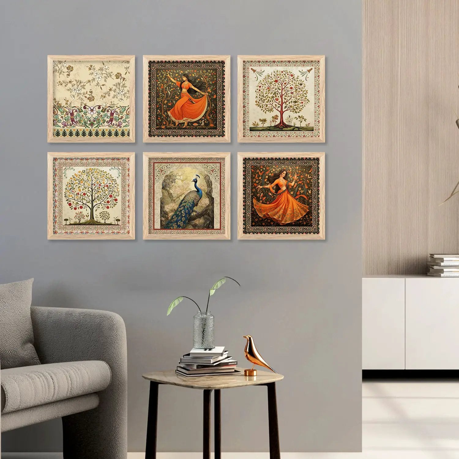 Traditional Indian Madhubani Art Prints with Frame for Living Room Bed ...