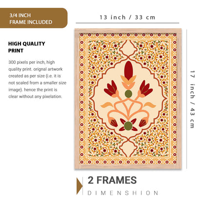 Traditional Indian Inspired Madhubani Art Prints with Frame for Living Room Bedroom Home and Office Wall Decor Set of 6