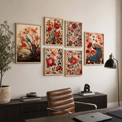 Nature Inspired Art Prints with Frame for Living Room Bedroom Home and Office Wall Decor Set of 6
