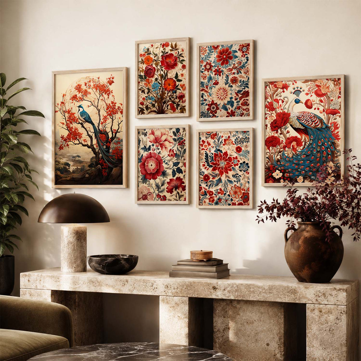 Nature Inspired Art Prints with Frame for Living Room Bedroom Home and Office Wall Decor Set of 6