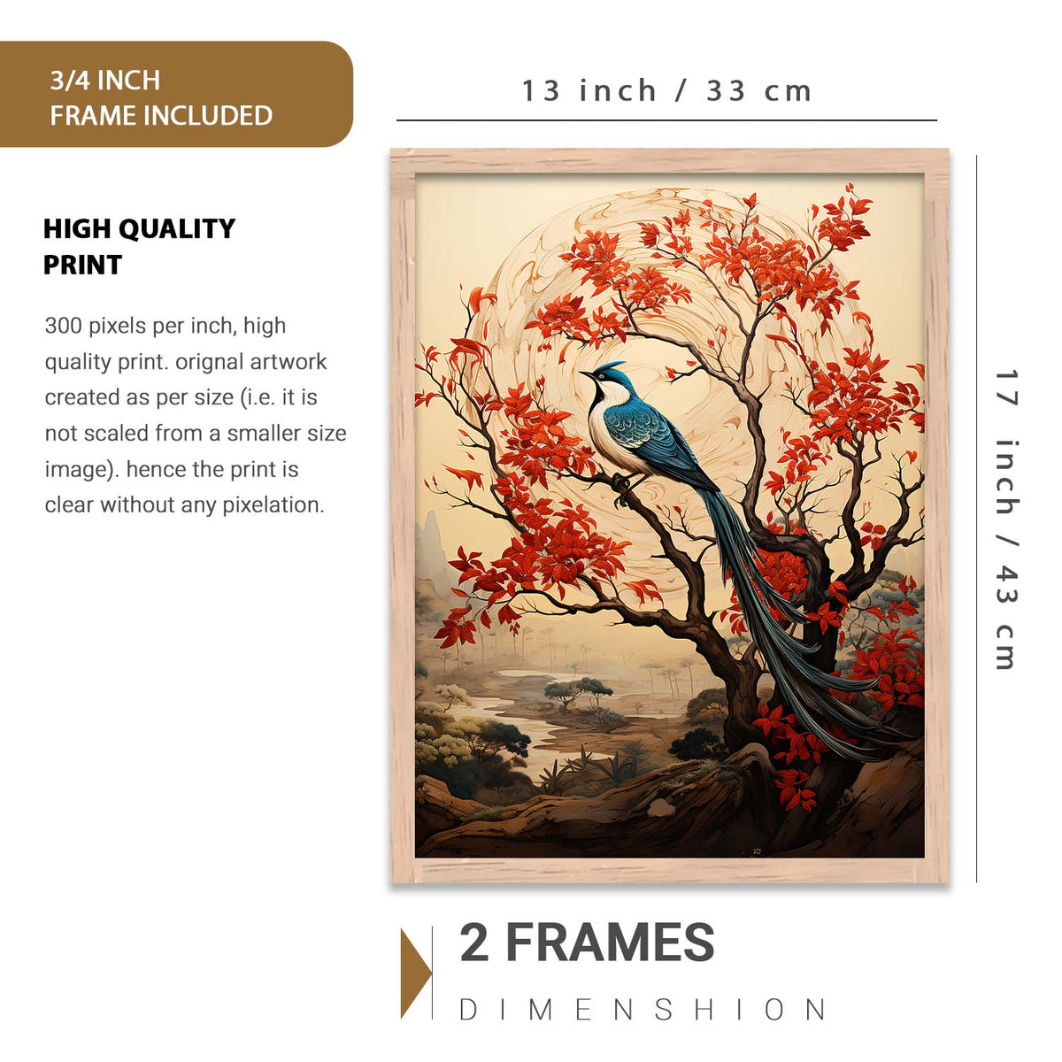 Nature Inspired Art Prints with Frame for Living Room Bedroom Home and Office Wall Decor Set of 6