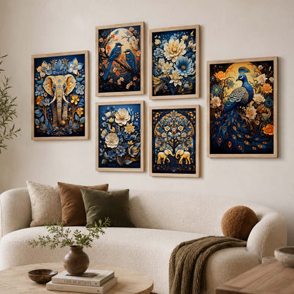 Nature Inspired Art Prints with Frame for Living Room Bedroom Home and Office Wall Decor Set of 6