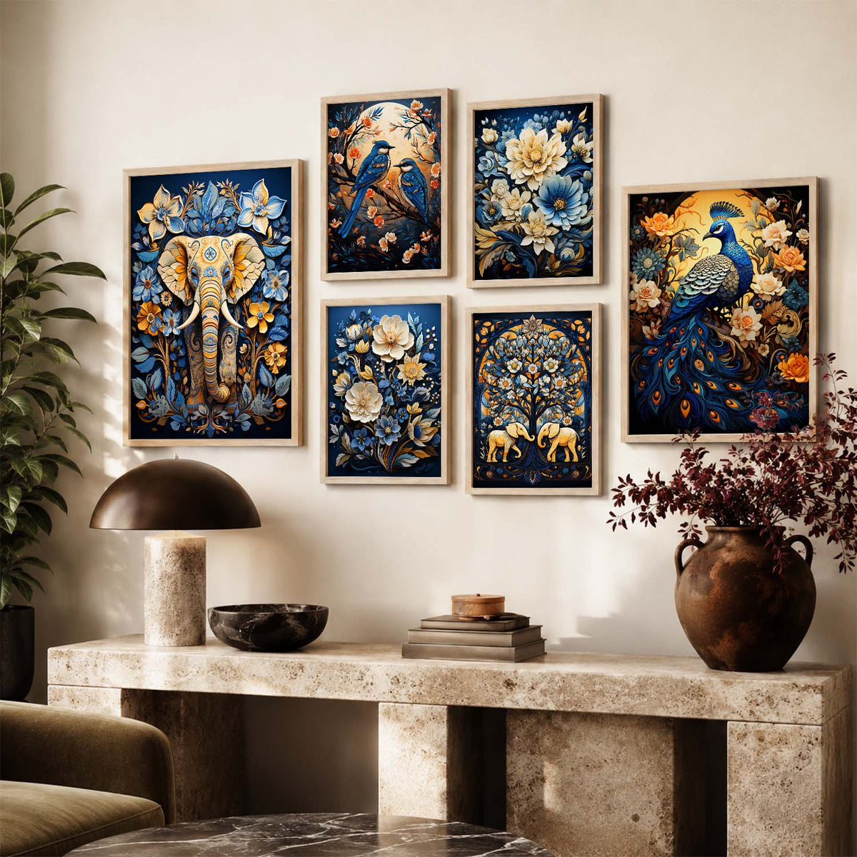 Nature Inspired Art Prints with Frame for Living Room Bedroom Home and Office Wall Decor Set of 6
