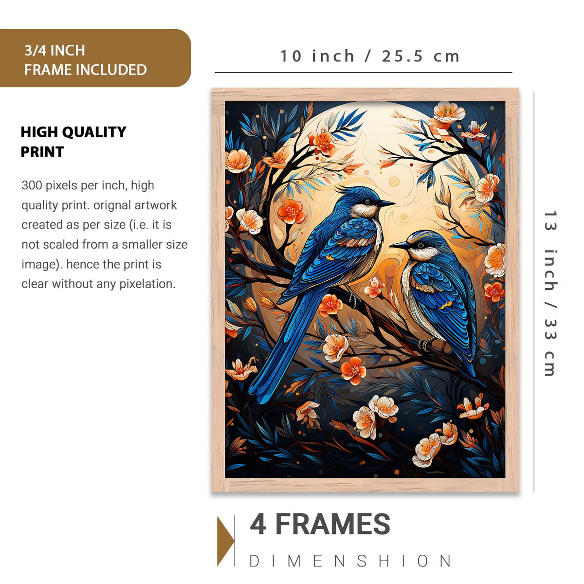 Nature Inspired Art Prints with Frame for Living Room Bedroom Home and Office Wall Decor Set of 6