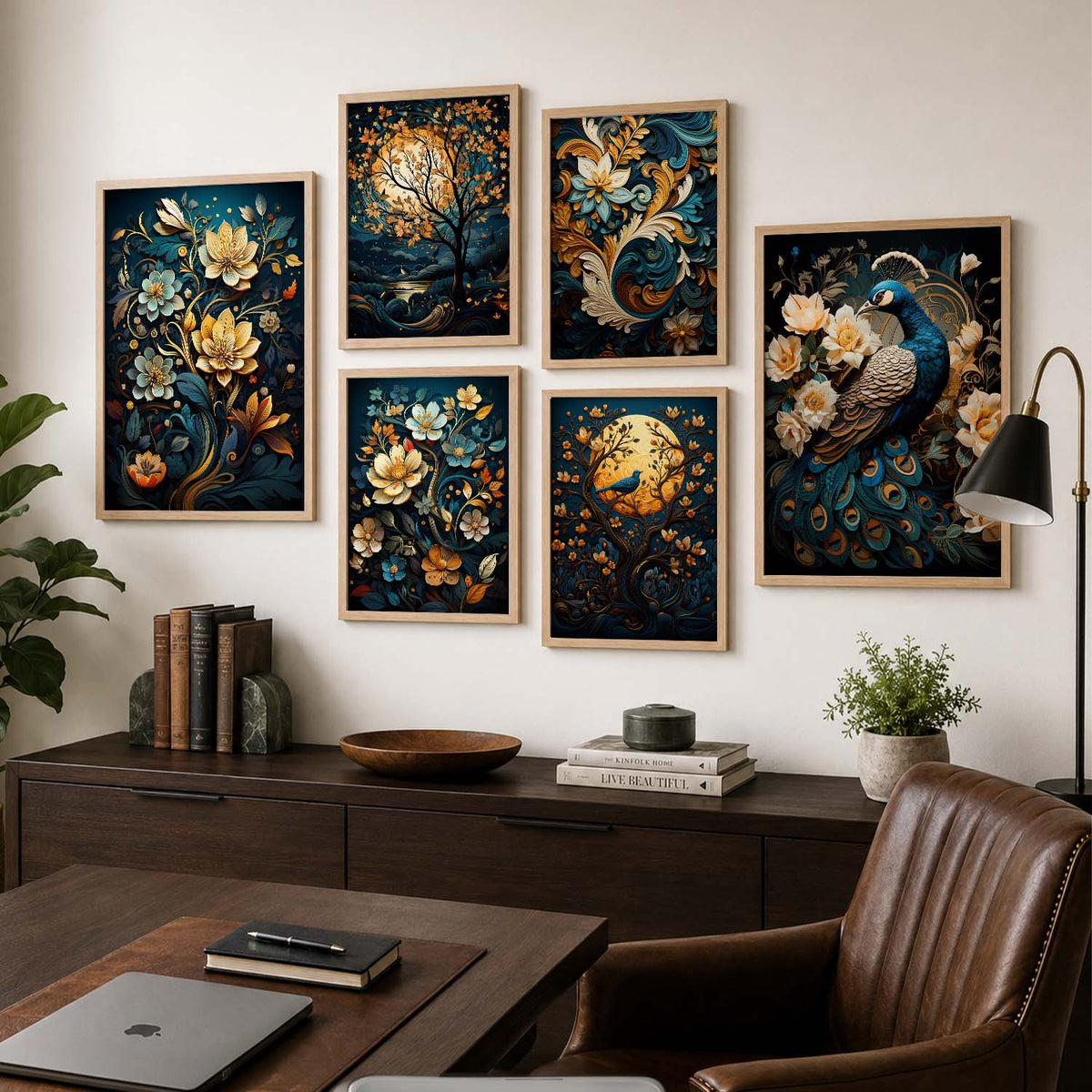 Nature Inspired Art Prints with Frame for Living Room Bedroom Home and Office Wall Decor Set of 6