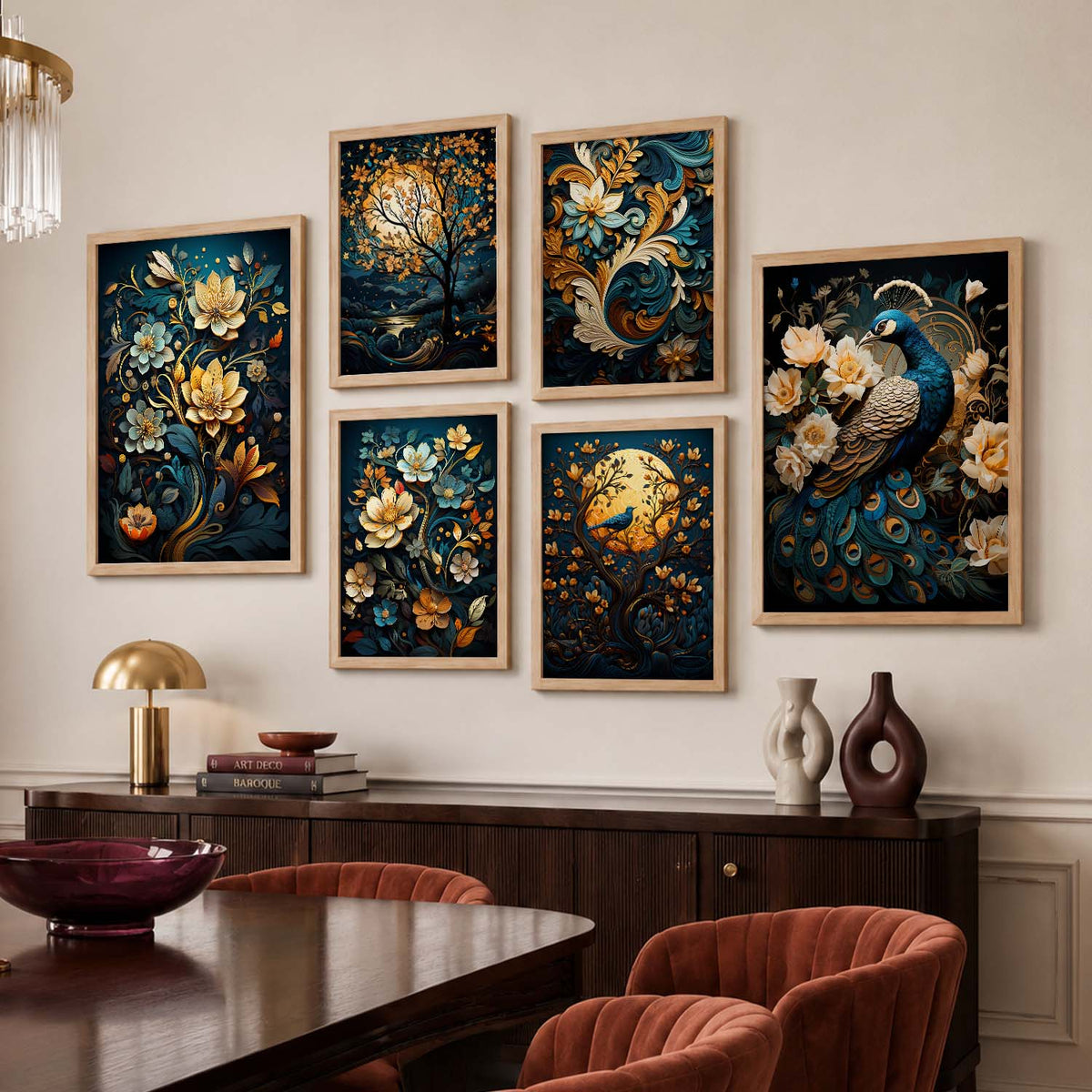 Nature Inspired Art Prints with Frame for Living Room Bedroom Home and Office Wall Decor Set of 6