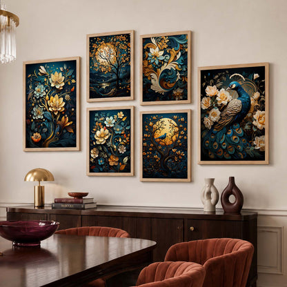 Nature Inspired Art Prints with Frame for Living Room Bedroom Home and Office Wall Decor Set of 6