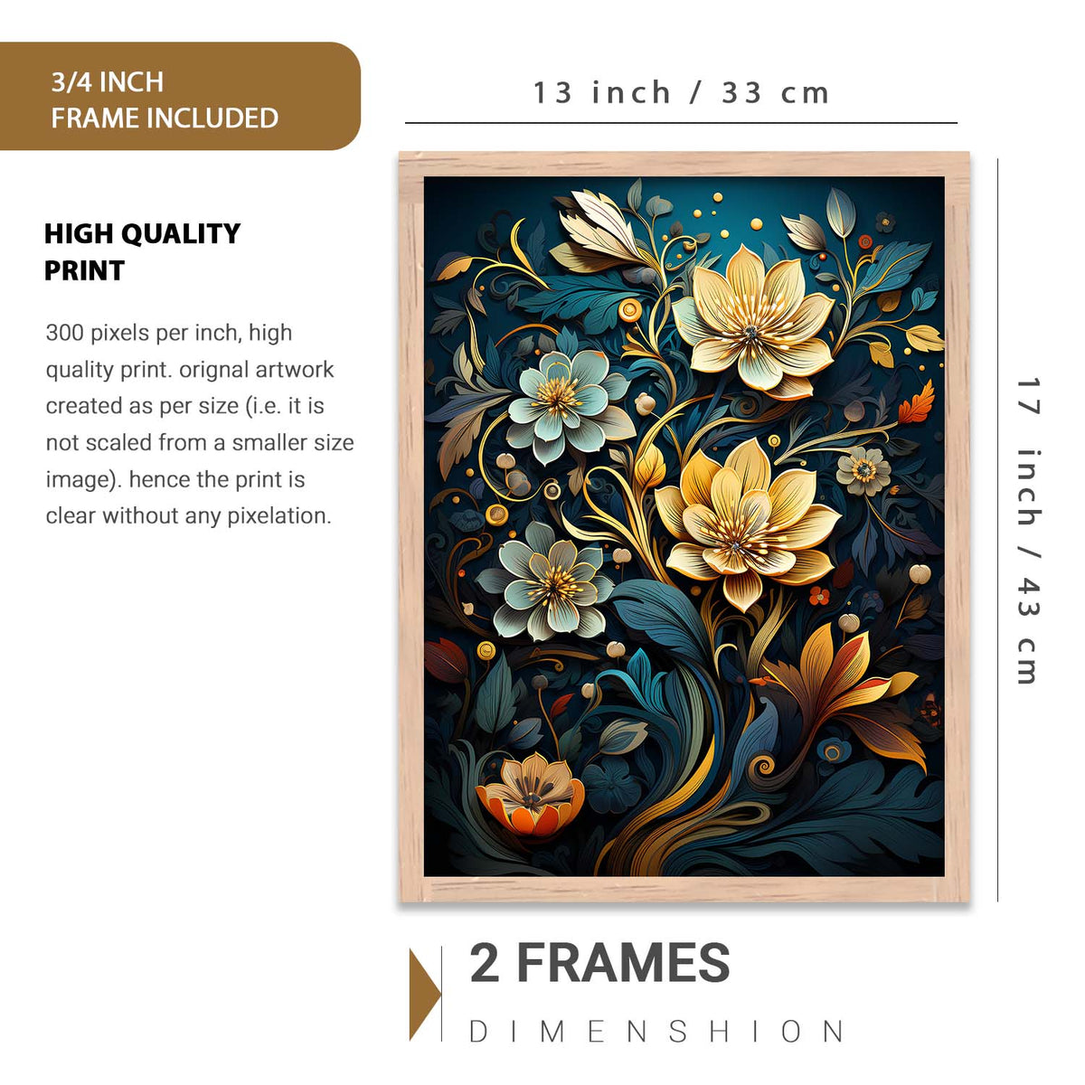 Nature Inspired Art Prints with Frame for Living Room Bedroom Home and Office Wall Decor Set of 6