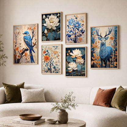 Nature Inspired Art Prints with Frame for Living Room Bedroom Home and Office Wall Decor Set of 6