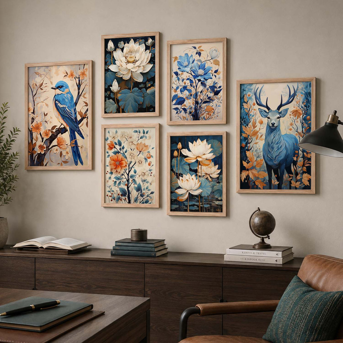 Nature Inspired Art Prints with Frame for Living Room Bedroom Home and Office Wall Decor Set of 6