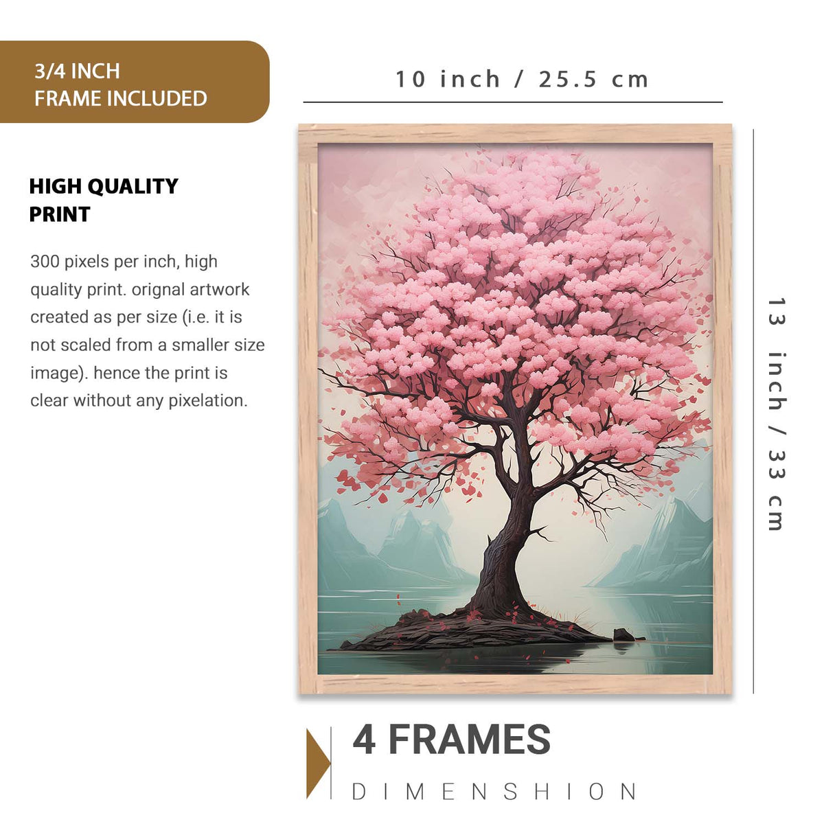 Nature Inspired Art Prints with Frame for Living Room Bedroom Home and Office Wall Decor Set of 6
