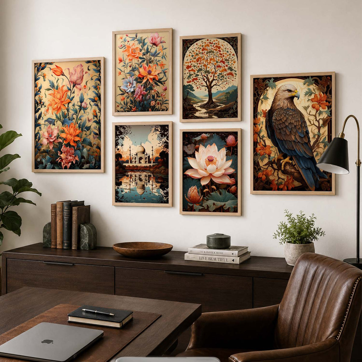 Nature Inspired Art Prints with Frame for Living Room Bedroom Home and Office Wall Decor Set of 6