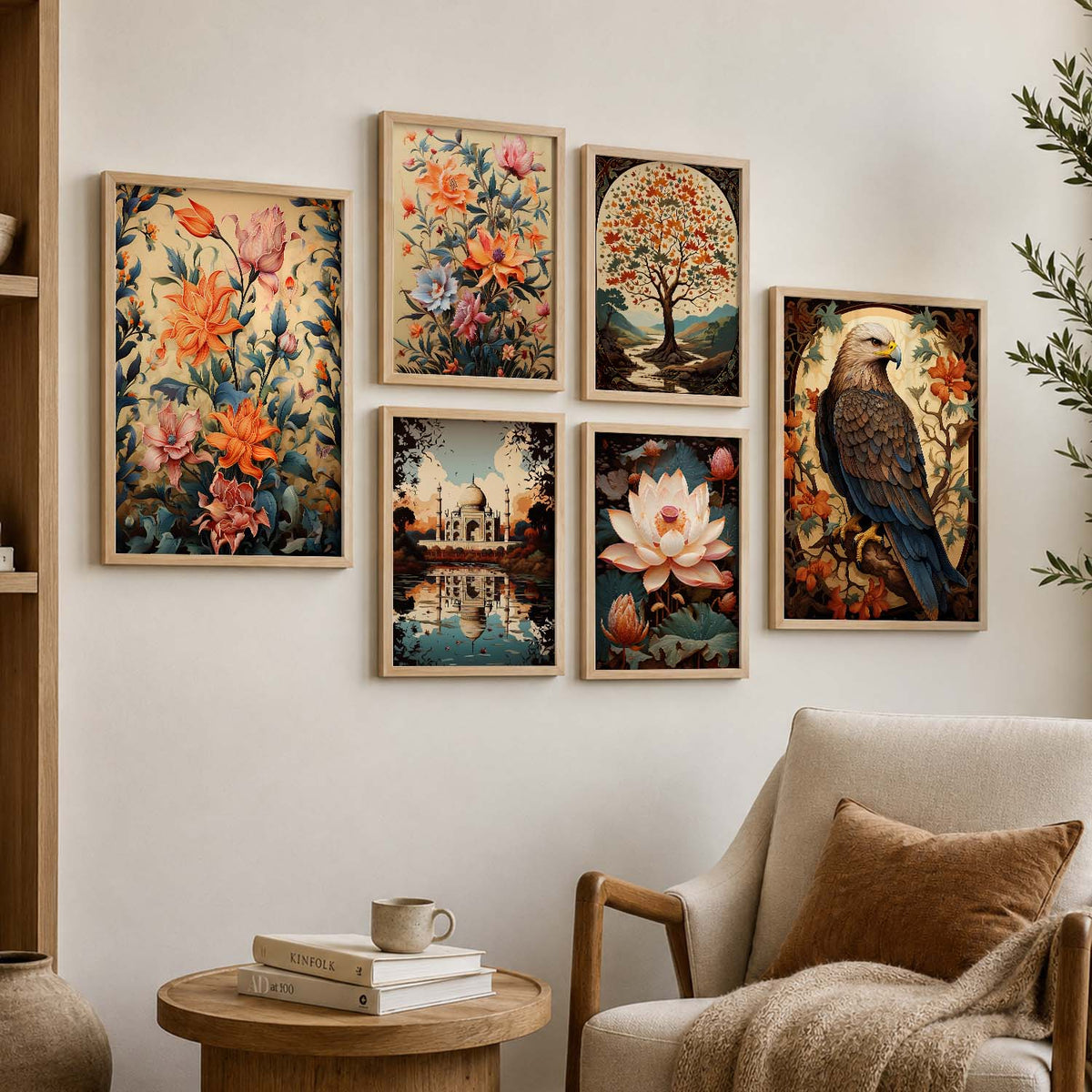 Nature Inspired Art Prints with Frame for Living Room Bedroom Home and Office Wall Decor Set of 6