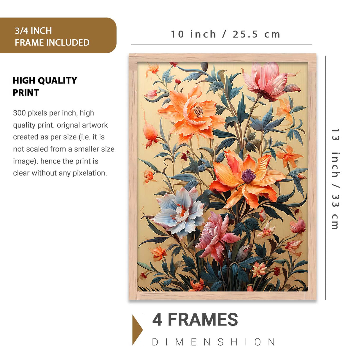Nature Inspired Art Prints with Frame for Living Room Bedroom Home and Office Wall Decor Set of 6