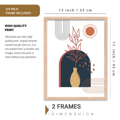 Abstract Boho Wall Art Set of 6 Framed Prints