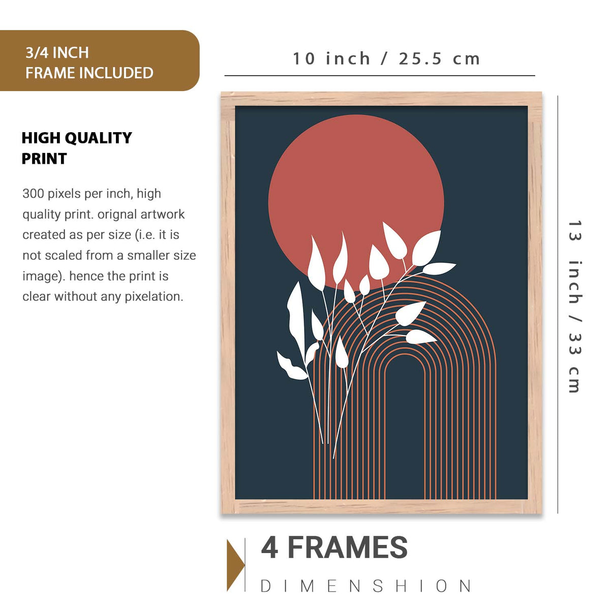 Abstract Boho Wall Art Set of 6 Framed Prints