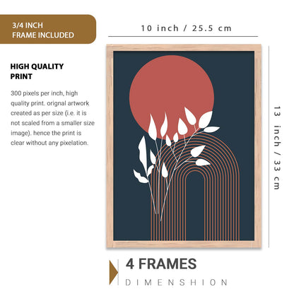 Abstract Boho Wall Art Set of 6 Framed Prints