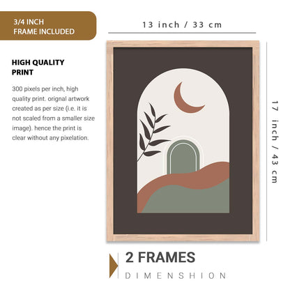 Earthy Line Art Boho Wall Art Set of 6 Framed Prints