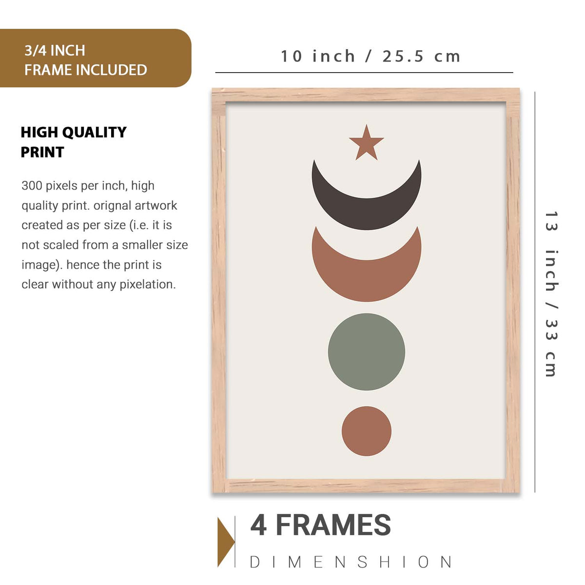 Earthy Line Art Boho Wall Art Set of 6 Framed Prints