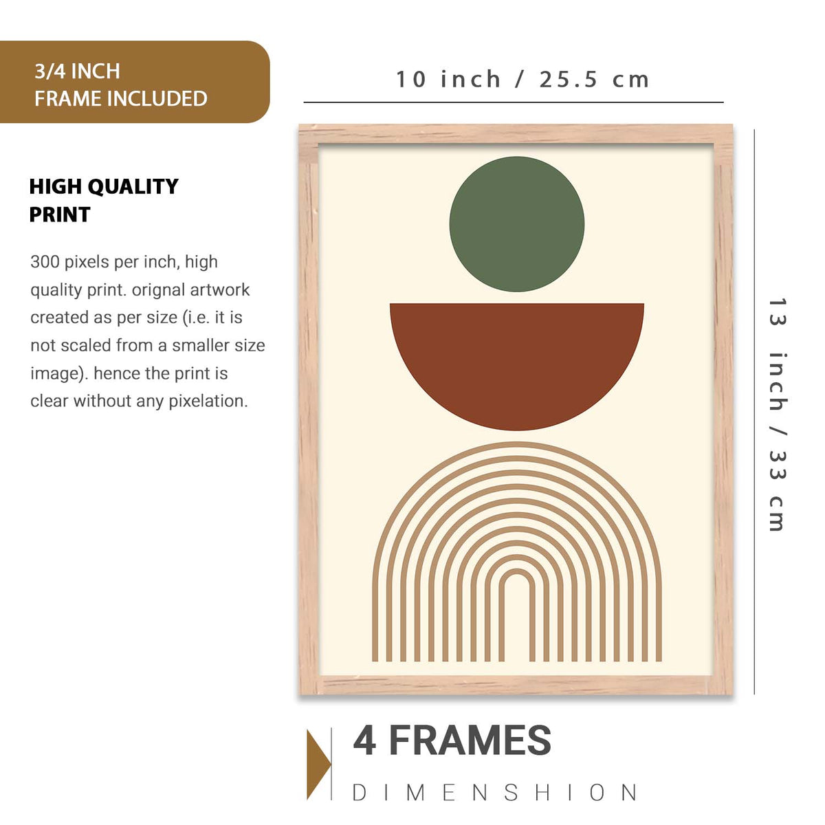 Abstract Boho Modern Wall Art Set of 6 Framed Prints