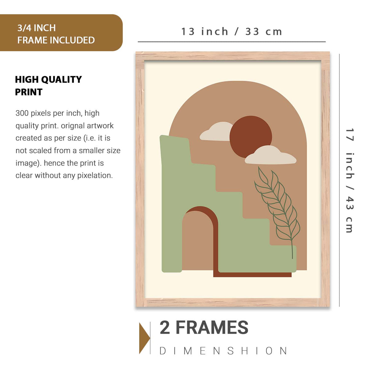 Abstract Boho Modern Wall Art Set of 6 Framed Prints