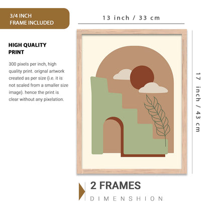 Abstract Boho Modern Wall Art Set of 6 Framed Prints