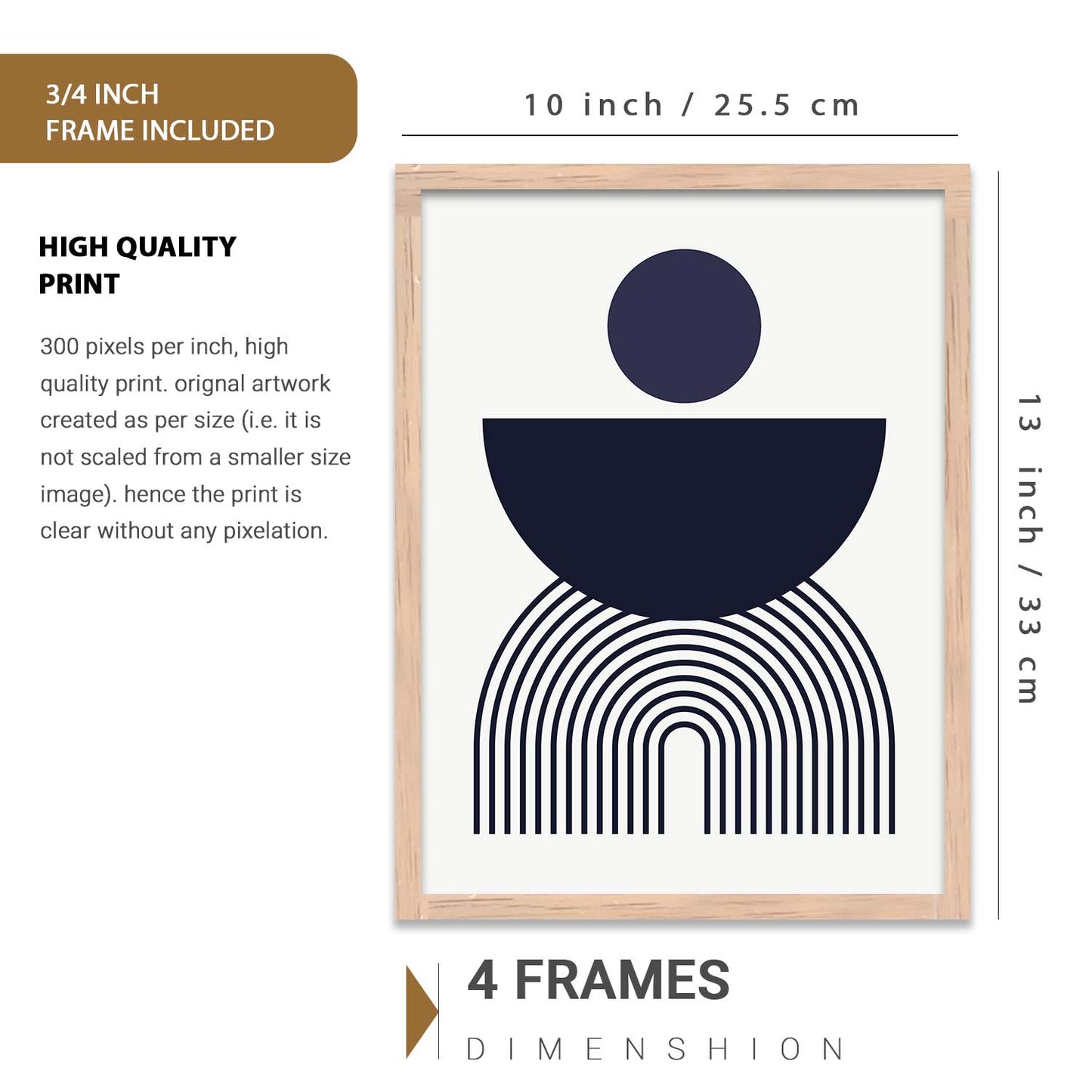 Abstract Shape Boho Modern Wall Art Set of 6 Framed Prints
