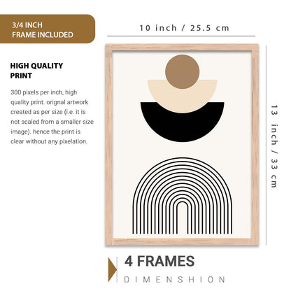 Abstract Boho Wall Art Set of 6 Framed Prints