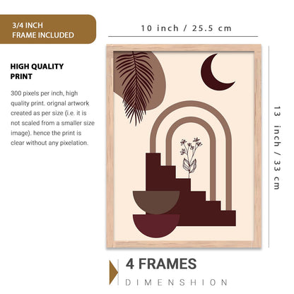 Abstract Shape Boho Wall Art Set of 6 Framed Prints