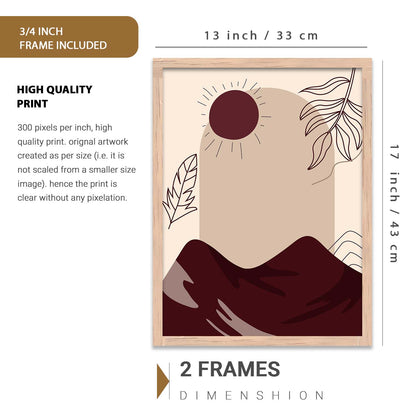 Abstract Shape Boho Wall Art Set of 6 Framed Prints