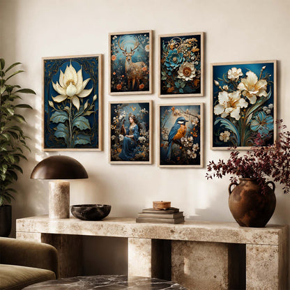 Nature Inspired Art Prints with Frame for Living Room Bedroom Home and Office Wall Decor Set of 6