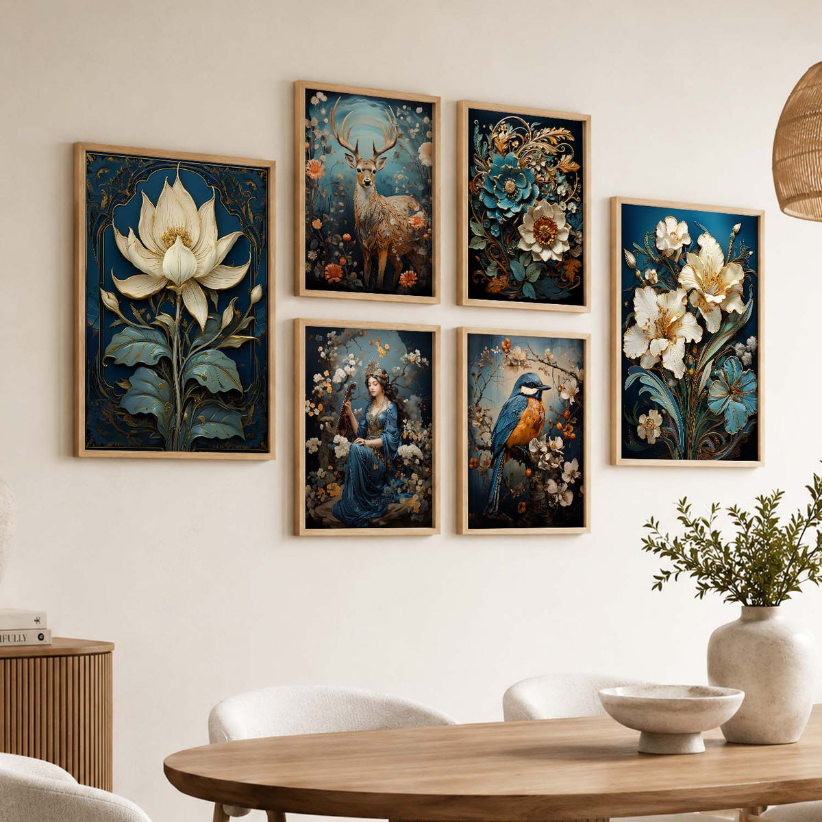 Nature Inspired Art Prints with Frame for Living Room Bedroom Home and Office Wall Decor Set of 6