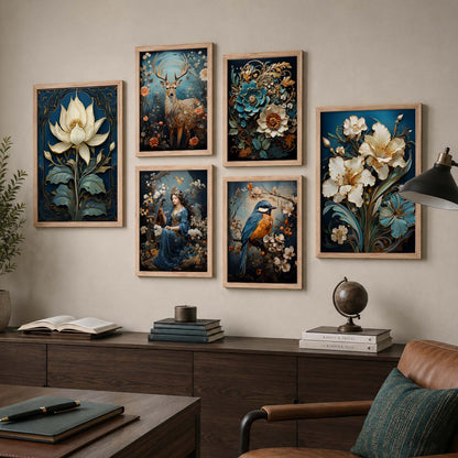 Nature Inspired Art Prints with Frame for Living Room Bedroom Home and Office Wall Decor Set of 6