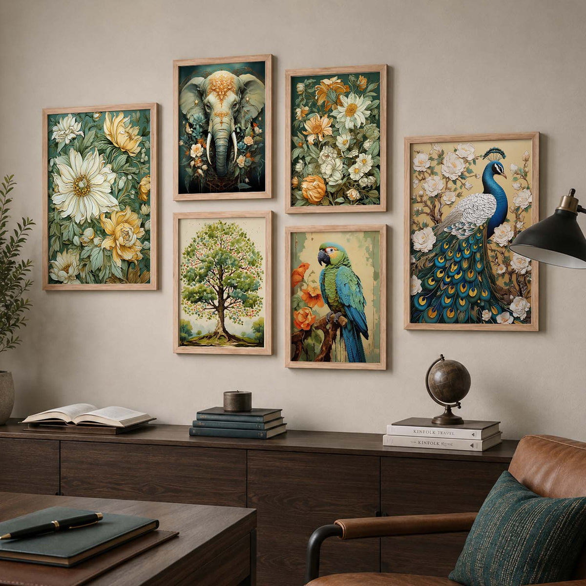 Nature Inspired Art Prints with Frame for Living Room Bedroom Home and Office Wall Decor Set of 6