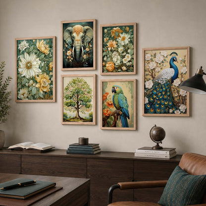 Nature Inspired Art Prints with Frame for Living Room Bedroom Home and Office Wall Decor Set of 6