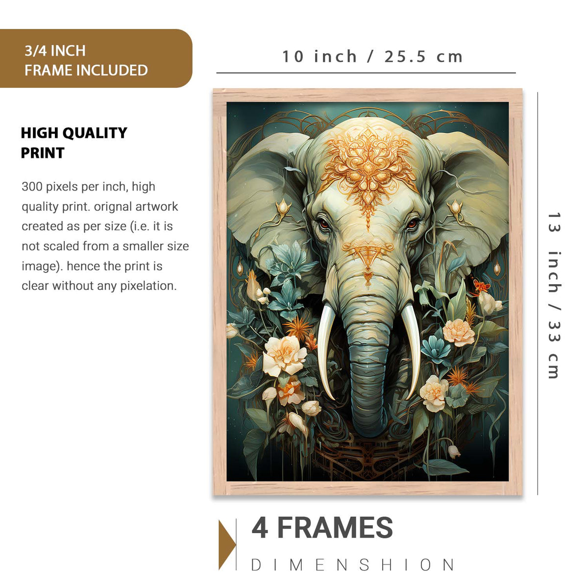 Nature Inspired Art Prints with Frame for Living Room Bedroom Home and Office Wall Decor Set of 6