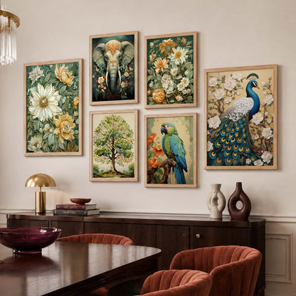 Nature Inspired Art Prints with Frame for Living Room Bedroom Home and Office Wall Decor Set of 6