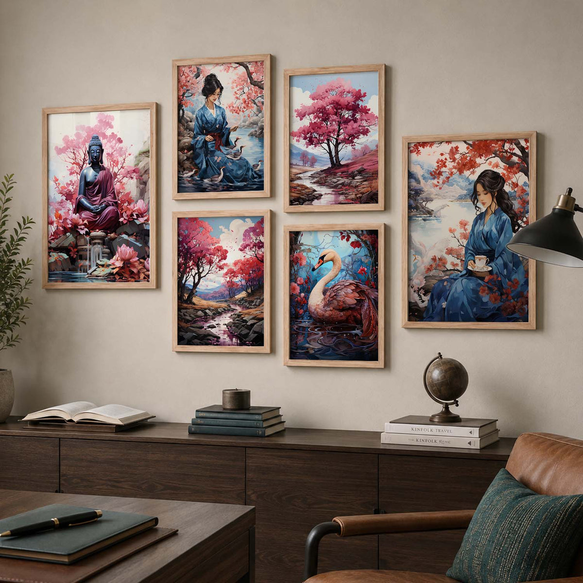 Nature Inspired Art Prints with Frame for Living Room Bedroom Home and Office Wall Decor Set of 6