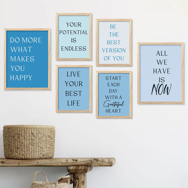 Motivational Quotes Framed Poster for Living Room Bedroom Home and Office Wall Decor Set of 6